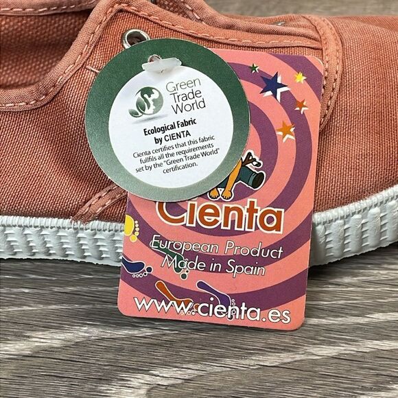 NWT Cienta Rust Canvas Big Girl Sz 3.5/EU 35 Slip On Elastic Cap Toe Sneakers - Picture 11 of 12